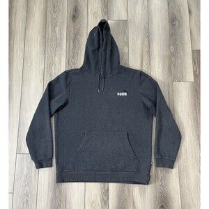 Puma Men's Embroidery Logo Hoodie Dark Gray Sz Medium Drawstring Front Pocket